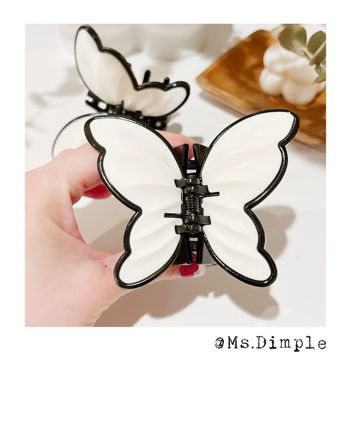 3D Butterfly Black And White Hair Claw Clip