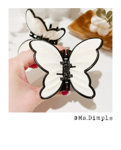 3D Butterfly Black And White Hair Claw Clip