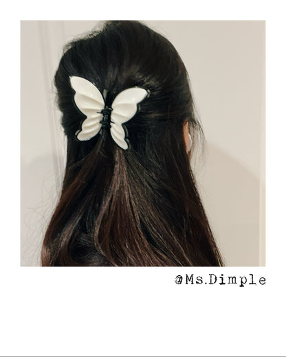 3D Butterfly Black And White Hair Claw Clip