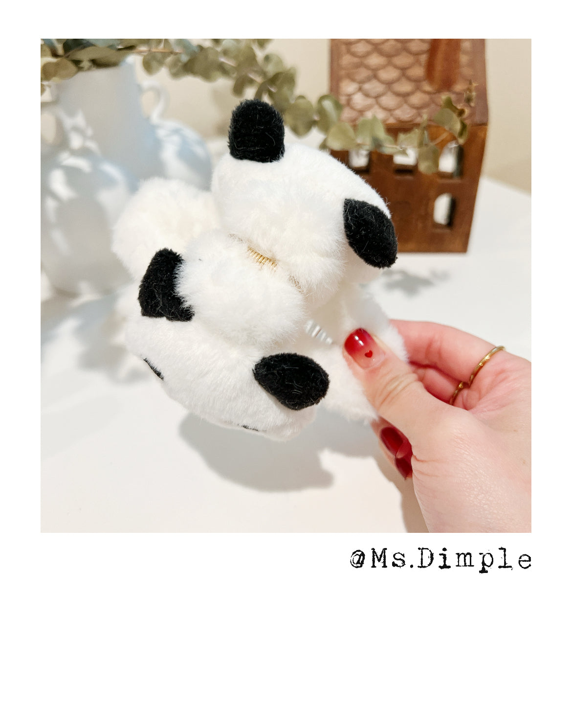 Fluffy Black And White Panda Hair Claw Clip