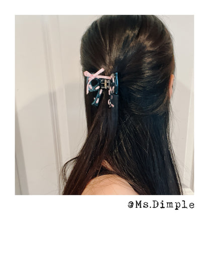 Small Blackpink Ribbon Hair Claw Clip