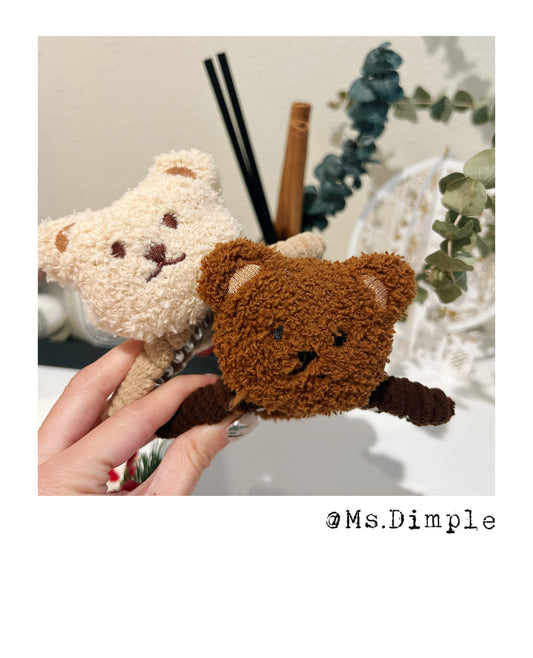 Cute Fluffy Beige And Brown Teddy Bear Claw Clips