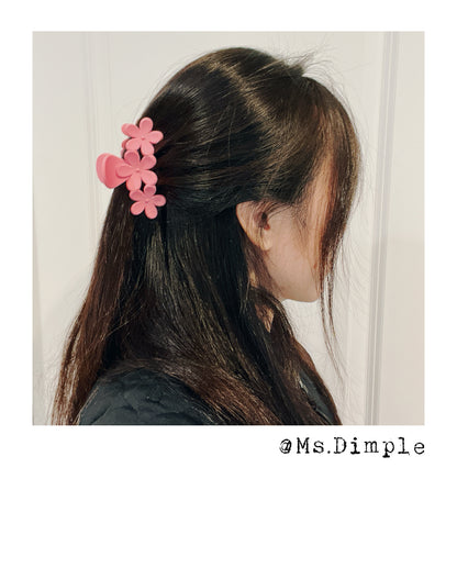 Pink Flowers Hair Claw Clip