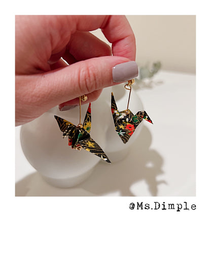 18k Gold Plated Handmade Lucky Blessing Origami Earrings