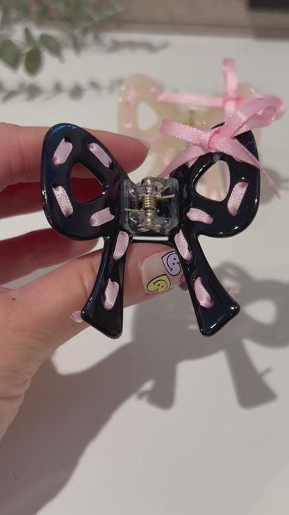 Small Blackpink Ribbon Hair Claw Clip